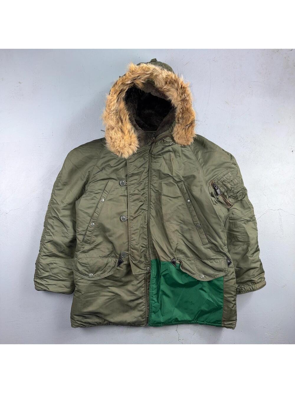 VTG 1960s USAF N-3B Parka Jacket Real Fur Air Force M 60s Air N3B Rare Coat